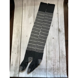 Women's Lululemon One Size Gray Black Striped Over-the-Knee Socks